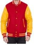 mens red and yellow varsity jacket
